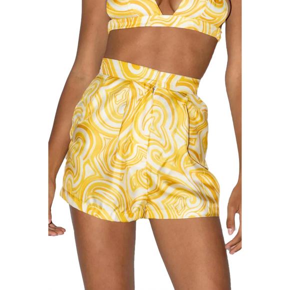 NEW RONNY KOBO sunrise swirl pella shorts in yellow